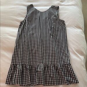 J. Crew Black and White Gingham Midi Dress